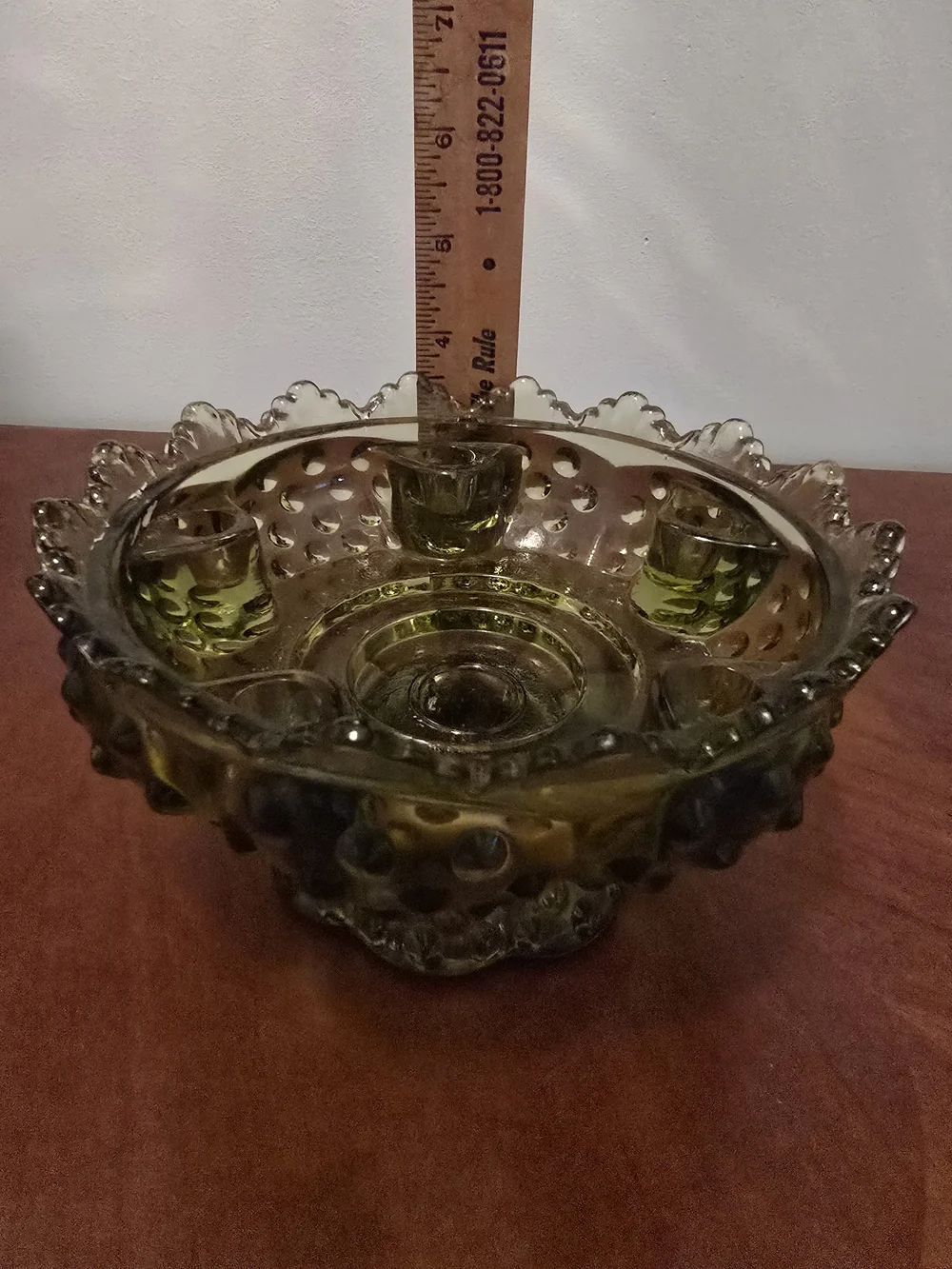 Vintage Fenton Hobnail Green Candle Holder